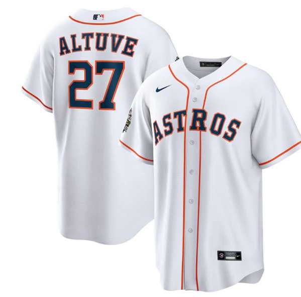 Men%27s Houston Astros #27 Jose Altuve White 2022 World Series Home Stitched Baseball Jersey